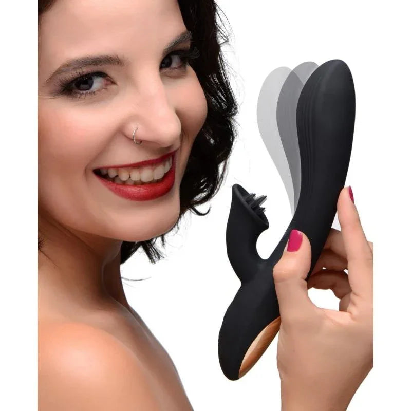 7x Bendable Silicone Clit Stimulating Vibrator - Black