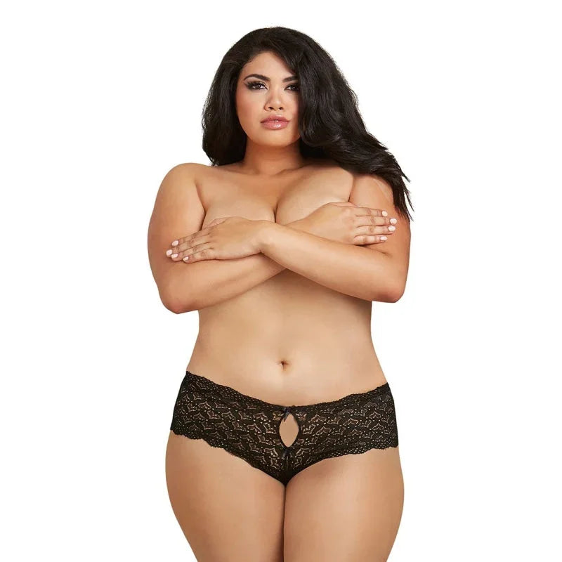 Open Back Panty - Black - 1x