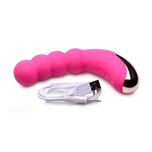Silicone Beaded Vibrator - Magenta