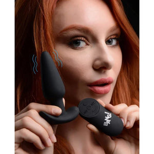21x Silicone Butt Plug With Remote - Black