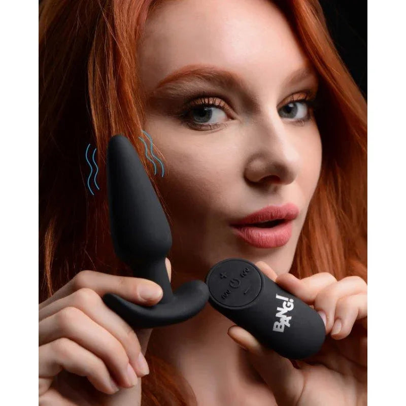 21x Silicone Butt Plug With Remote - Black