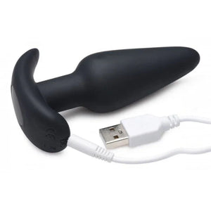 21x Silicone Butt Plug With Remote - Black