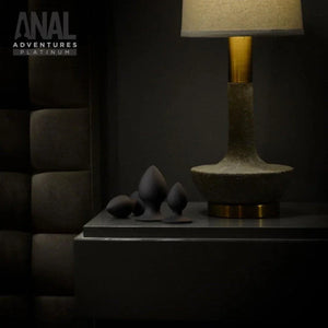 Anal Adventures - Platinum - Silicone Anal Stout Plug Kit - Black