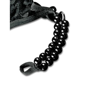 Hookup Panties Crotchless Pleasure Pearls - Black - Small - Large