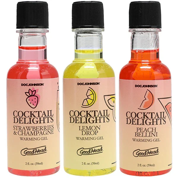 Goodhead Cocktail Delights Peach Bellini, Strawberries Champagne, and Lemon Drop 3 Pack 2 Oz.