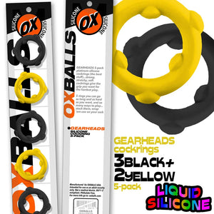 Gearheads 5 Pack Spinner Rings - Yellow Black