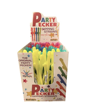 Party Pecker Sipping Straws 5 Assorted Colors 144 Pcs Display