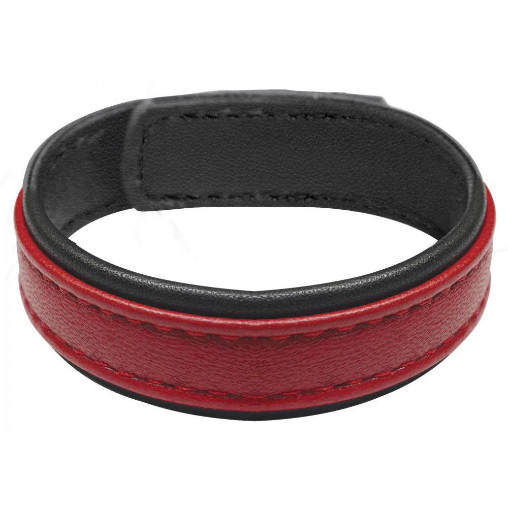 Strict Leather Touch Fastener Leather Cock Ring - Red