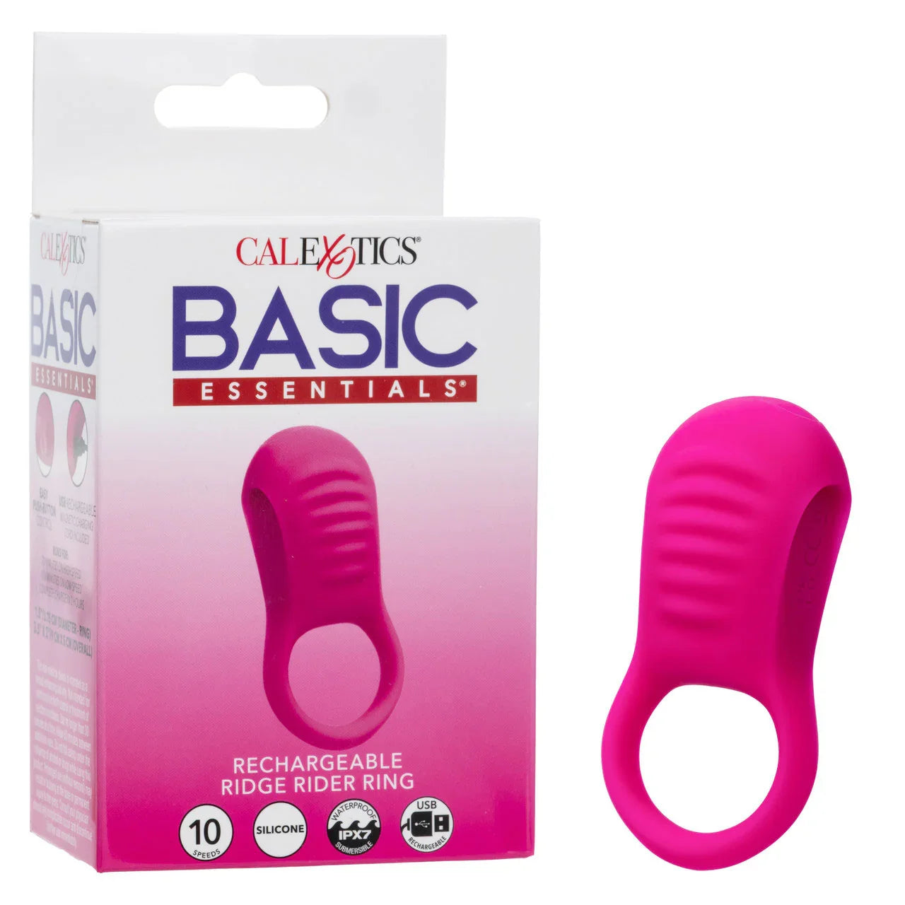 Basic Essentials Rechargeable Ridge Rider Ring - Pink