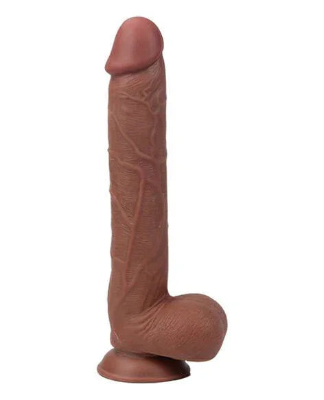 Real Skin 11 Inch Dual Layer Dong Lt Brown