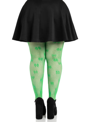 Clover Net Tights - 1x 2x - Green
