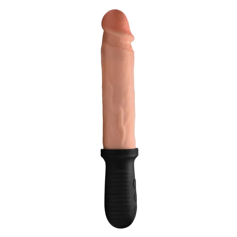 8x Auto Pounder Vibrating and Thrusting Dildo With Handle - Flesh