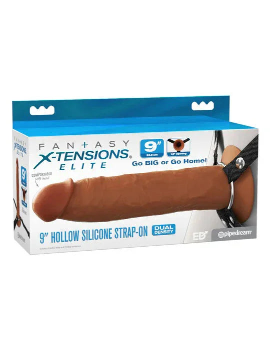 Fantasy X-Tensions Elite 9" Silicone Hollow Strap on - Brown