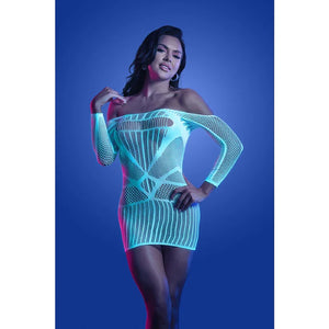 Ascension Long Sleeve Seamless Dress - One Size - White/blue