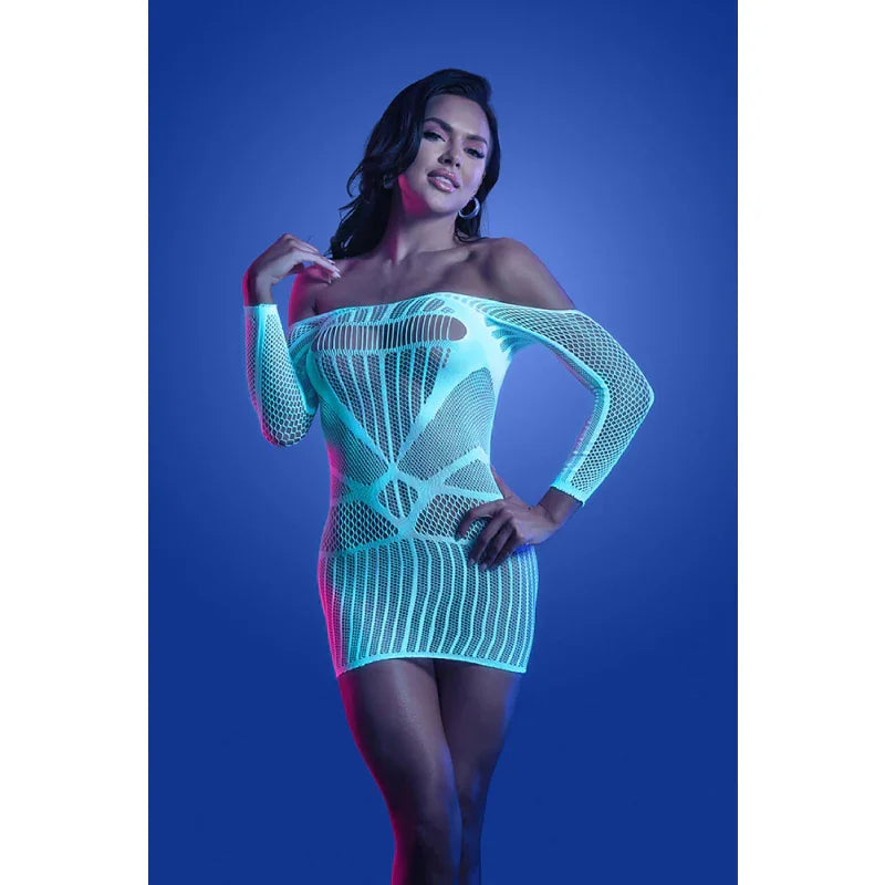 Ascension Long Sleeve Seamless Dress - One Size - White/blue