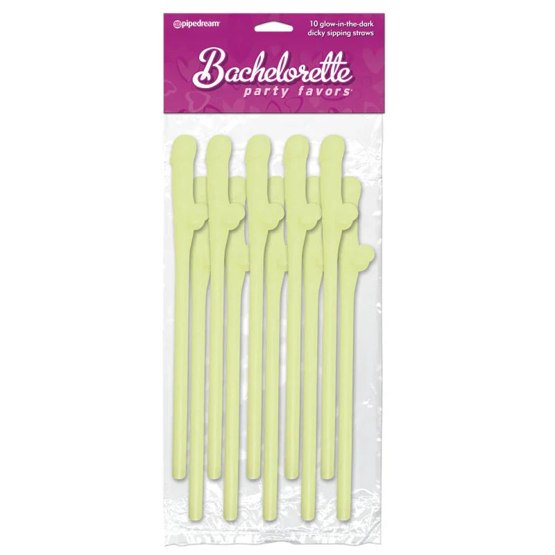 Bachelorette Party Favors - Dicky Sipping Straws - Glow-in-the-Dark - 10 Piece - MyPleasure