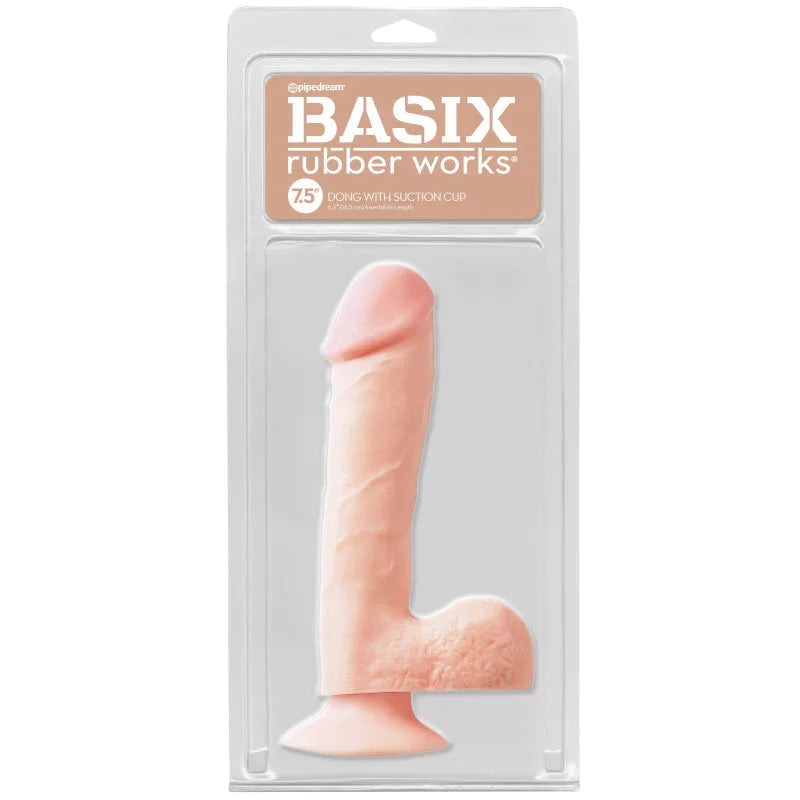 Basix Rubber Works - 7.5 Inch Dong With Suction Cup - Flesh