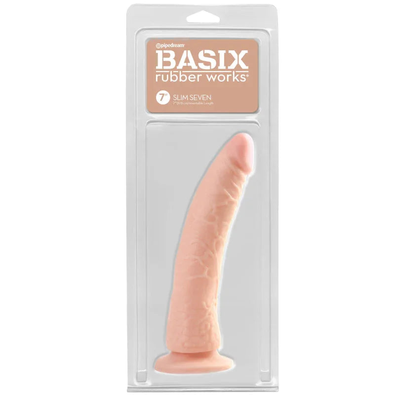 Basix Rubber Works - Slim 7 Inch With Suction Cup - Flesh