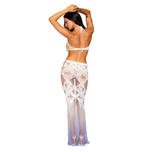 Bodystocking Gown - One Size - White/hydrangea - MyPleasure