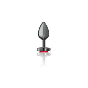 Cheeky Charms - Gunmetal Metal Butt Plug - Heart - Dark Red - Small