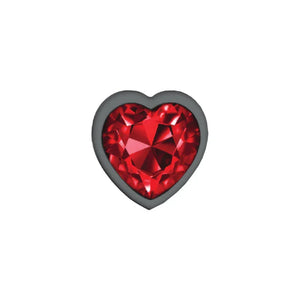 Cheeky Charms - Gunmetal Metal Butt Plug - Heart - Dark Red - Small