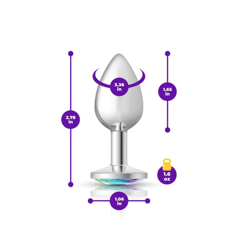 Cheeky Charms - Silver Metal Butt Plug - Round - Clear - Small