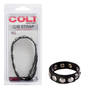 Colt 8 Snap Fastener Leather Strap - Black - MyPleasure