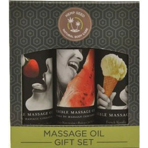 Edible Massage Oil Gift Set Box - Strawberry Vanilla, and Watermelon 2 Oz Each - MyPleasure