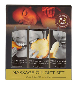 Edible Massage Oil Gift Set Box Three 2 Oz Bottles - MyPleasure