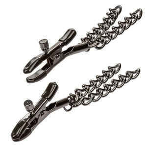 Euphoria Collection Chain Nipple Clamps - Black - MyPleasure