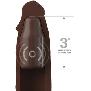 Fantasy X-Tensions Elite 9 Inch Sleeve Vibrating 3 Inch Plug With Remote - Brown