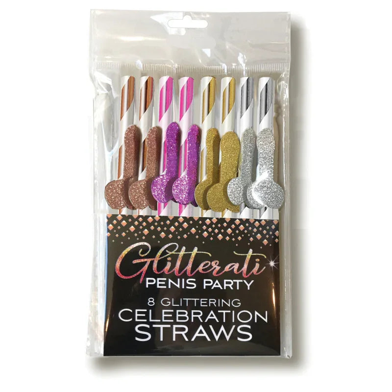 Glitterati Penis Party Celebration Straws - 8 Count - MyPleasure