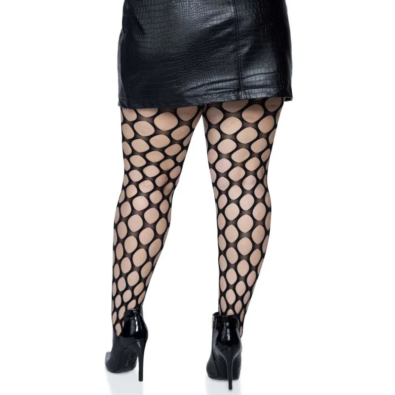 Jumbo Pothole Net Tights - 1x/2x - Black - MyPleasure