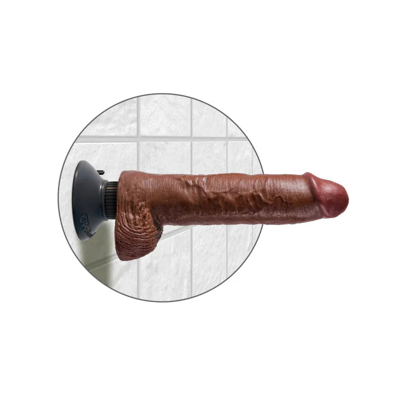 King Cock 10-Inch Vibrating Cock With Balls - Brown