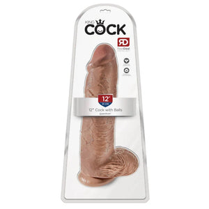 King Cock 12" Cock With Balls - Tan