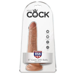 King Cock 6" Cock With Balls - Tan - MyPleasure