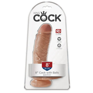 King Cock 8" Cock With Balls - Tan