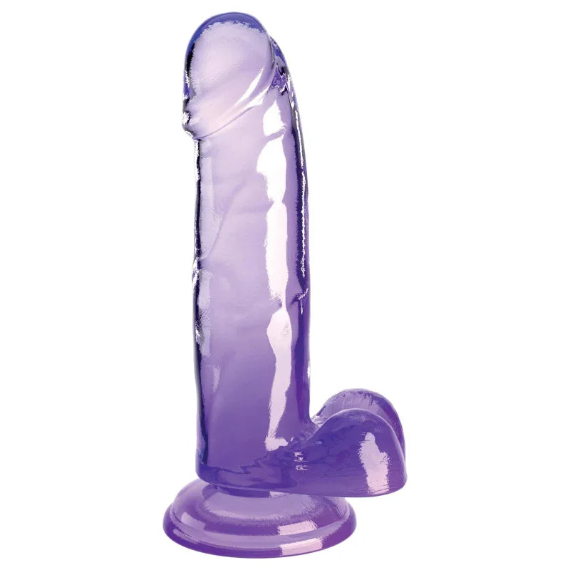 King Cock Clear 7 Inch With Balls - Purple - MyPleasure