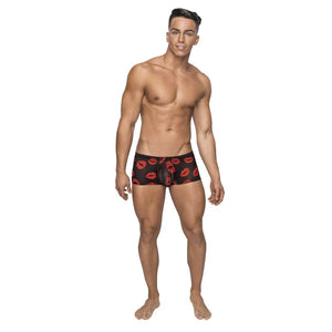 Kiss Me - Mini Short - Medium - Sheer Lips Black - MyPleasure