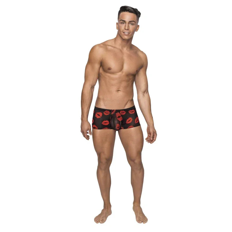 Kiss Me - Mini Short - Medium - Sheer Lips Black - MyPleasure