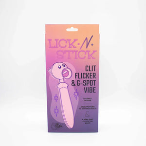 Natalie's Toy Box Lick N' Stick Clit Flicker & G-Spot Vibrator, Dual Motor 2in1 Rechargeable Waterproof Massager for Clitoral Vaginal & Anal Stimulation, 20 Functions, ABS Silicone Adult Sex Toy