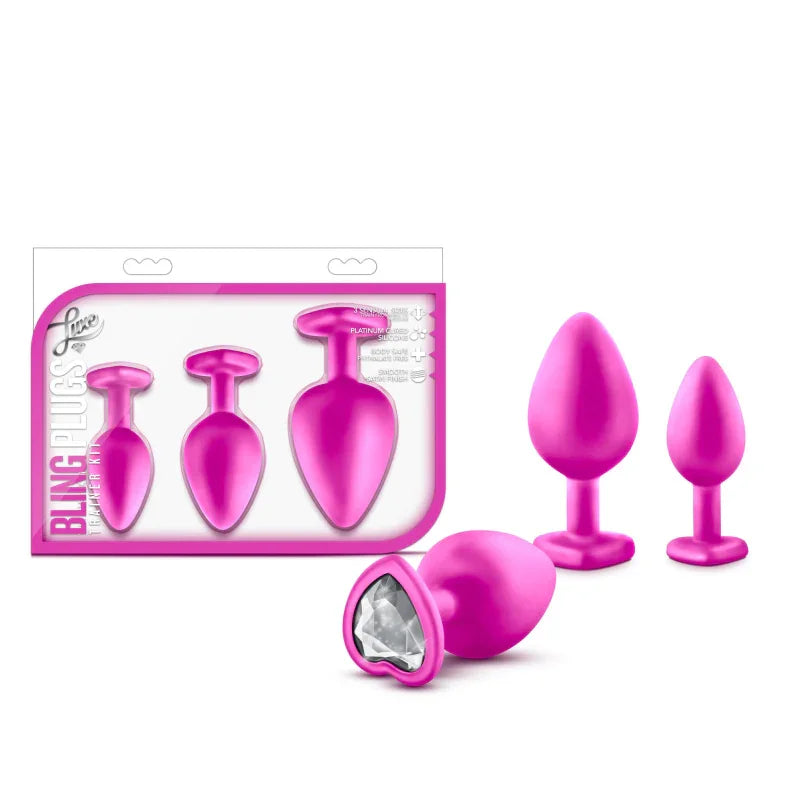 Luxe - Bling Plugs Training Kit - Pink With White Gems - MyPleasure