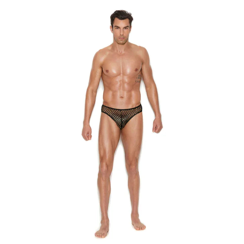 Men's Fishnet Thong Back Brief - Small/medium - Black