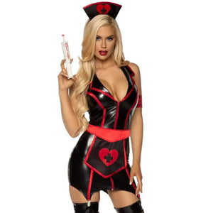 Naughty Nurse Costume - X-Large - Black/red - MyPleasure