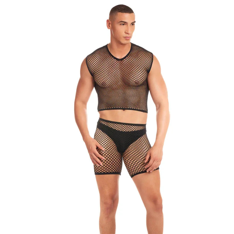 Net-Bula 3pc Set - Large/xl - Black - MyPleasure