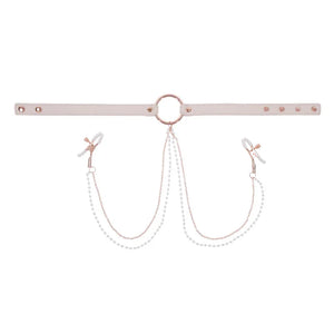 Peaches N Creame Collar With Nipple Clamps - Pink