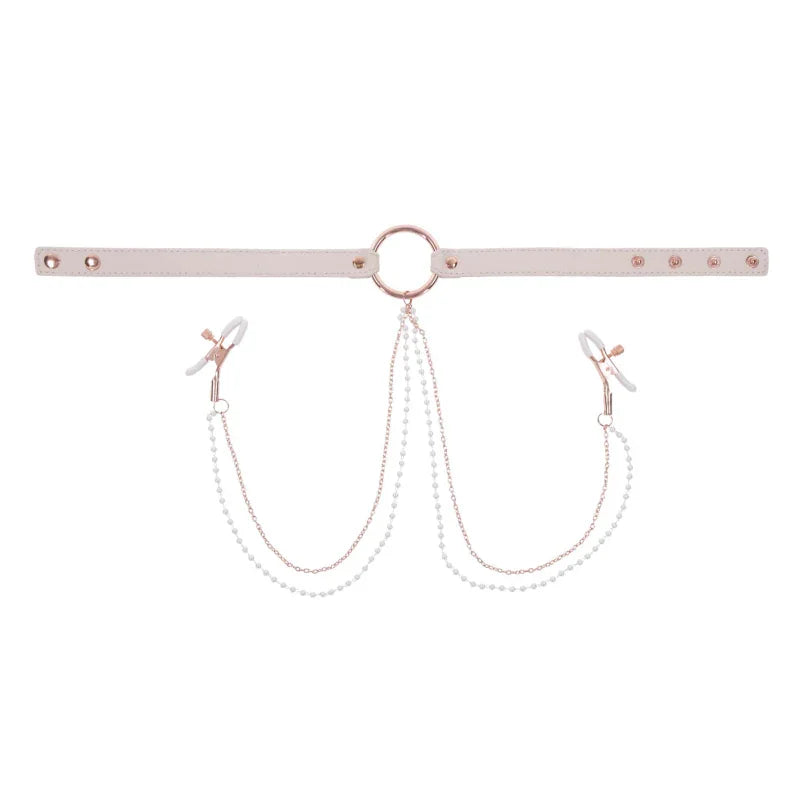 Peaches N Creame Collar With Nipple Clamps - Pink
