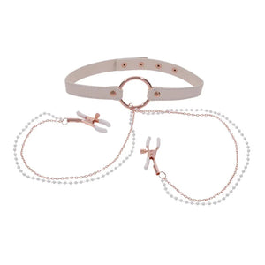 Peaches N Creame Collar With Nipple Clamps - Pink