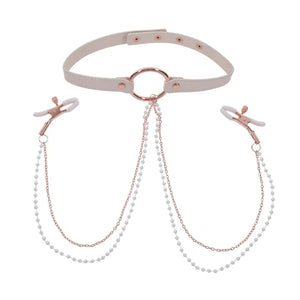 Peaches N Creame Collar With Nipple Clamps - Pink
