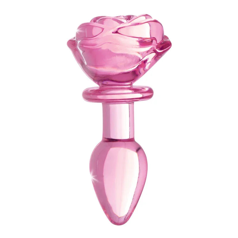 Pink Rose Glass Anal Plug - Small - MyPleasure
